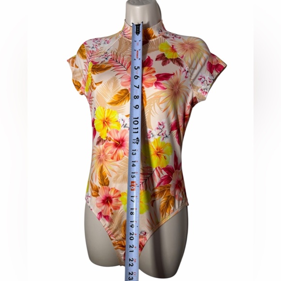 Hurley pink yellow tropical body Floral swimsuit Women Size Medium New with Tags - Picture 7 of 16